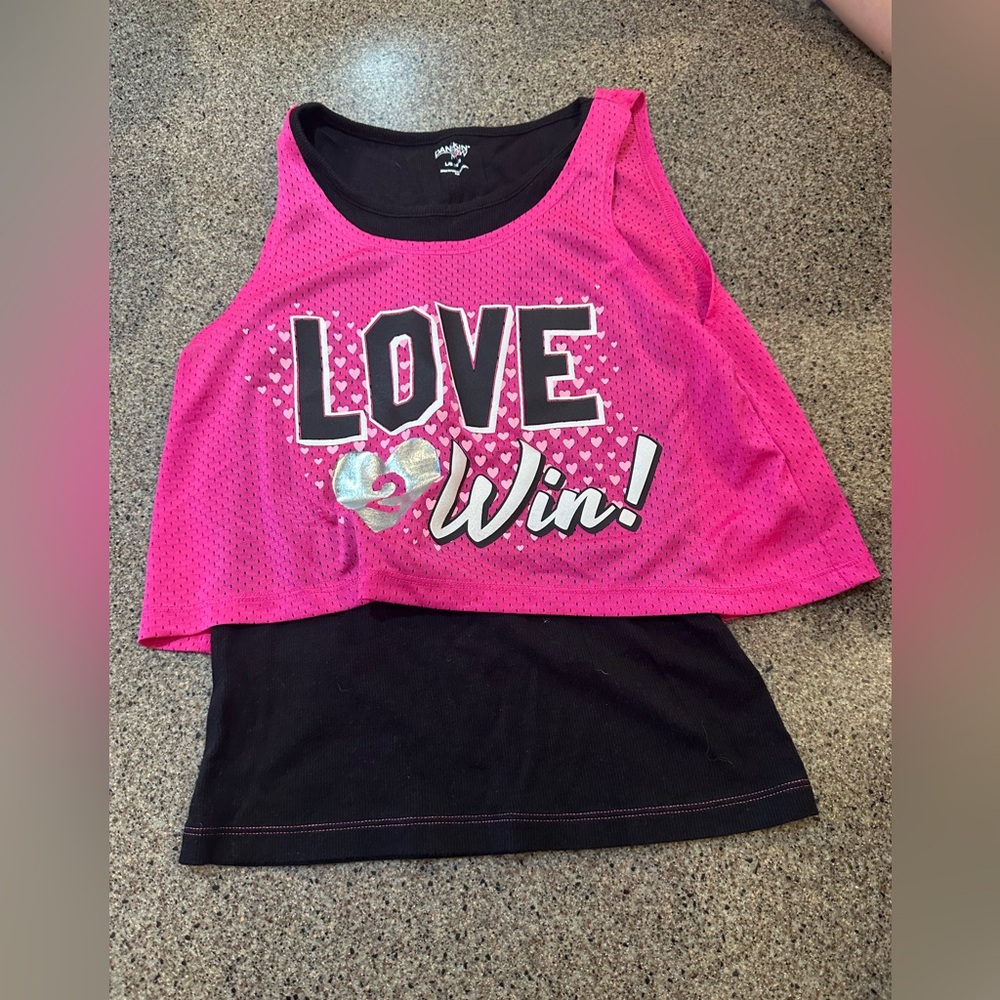 Danskin Pink and Black Kids Tank Top - Love to Win